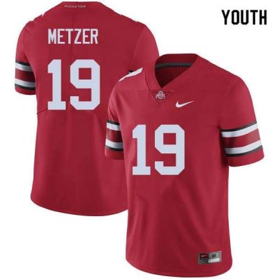 NCAA Ohio State Buckeyes Youth #19 Jake Metzer Red Nike Football College Jersey FGV4345DZ